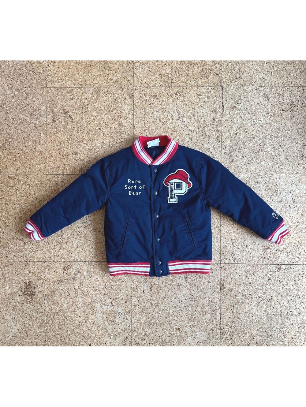Gap Paddington Bear Varsity Jacket Toddler 5 Years Navy Blue Snap Front 627453